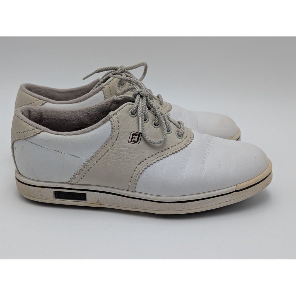 FootJoy Golf Shoes Womens 6 White Cape Cod 98674 Saddle Leather Spiked Athletic